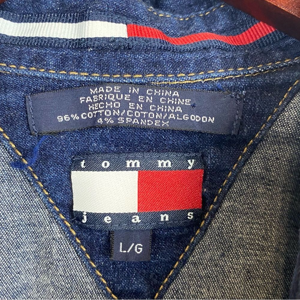 Tommy Hilfiger Navy Denim Shirt Dress with Signature Stripe - Picture 4 of 5